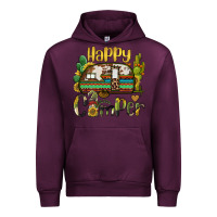 Mauve Wine happy camper caravan and gnome Urban Hoodie - BarkalooDesign