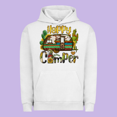 Happy Camper Caravan And Gnome Urban Hoodie Designed By Barkaloodesign