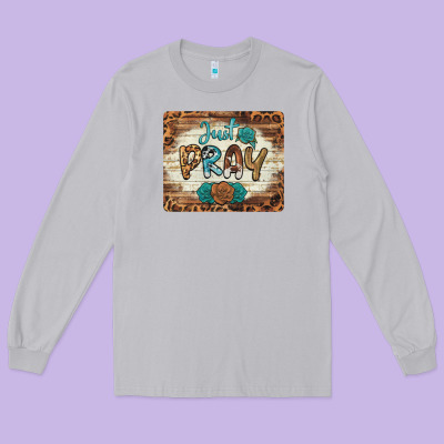Just Pray Mousepad Long Sleeve Tee Designed By Barkaloodesign