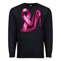Black Breast Cancer Ribbon and Heels Premium Sweatshirt - texasbilliewilder