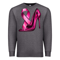 Charcoal Heather Breast Cancer Ribbon and Heels Premium Sweatshirt - texasbilliewilder