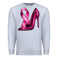 Heather Grey Breast Cancer Ribbon and Heels Premium Sweatshirt - texasbilliewilder