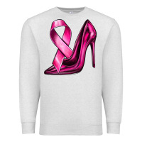 Oatmeal Heather Breast Cancer Ribbon and Heels Premium Sweatshirt - texasbilliewilder