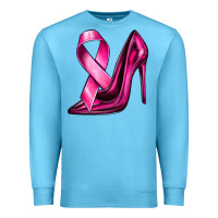 Ocean Blue Breast Cancer Ribbon and Heels Premium Sweatshirt - texasbilliewilder
