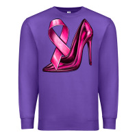 Purple Breast Cancer Ribbon and Heels Premium Sweatshirt - texasbilliewilder