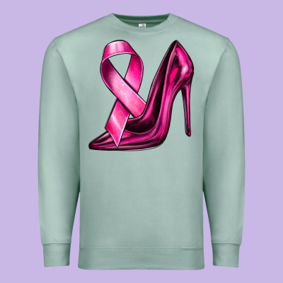 Breast Cancer Ribbon And Heels Premium Sweatshirt Designed By Texasbilliewilder