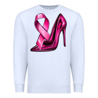 White Breast Cancer Ribbon and Heels Premium Sweatshirt - texasbilliewilder