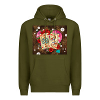 Army Green playing cards and pearls Premium Hoodie - AdoDesignShop