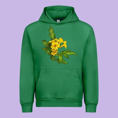 Yellow Elder Flower Urban Hoodie Designed By Lillyallendesigns