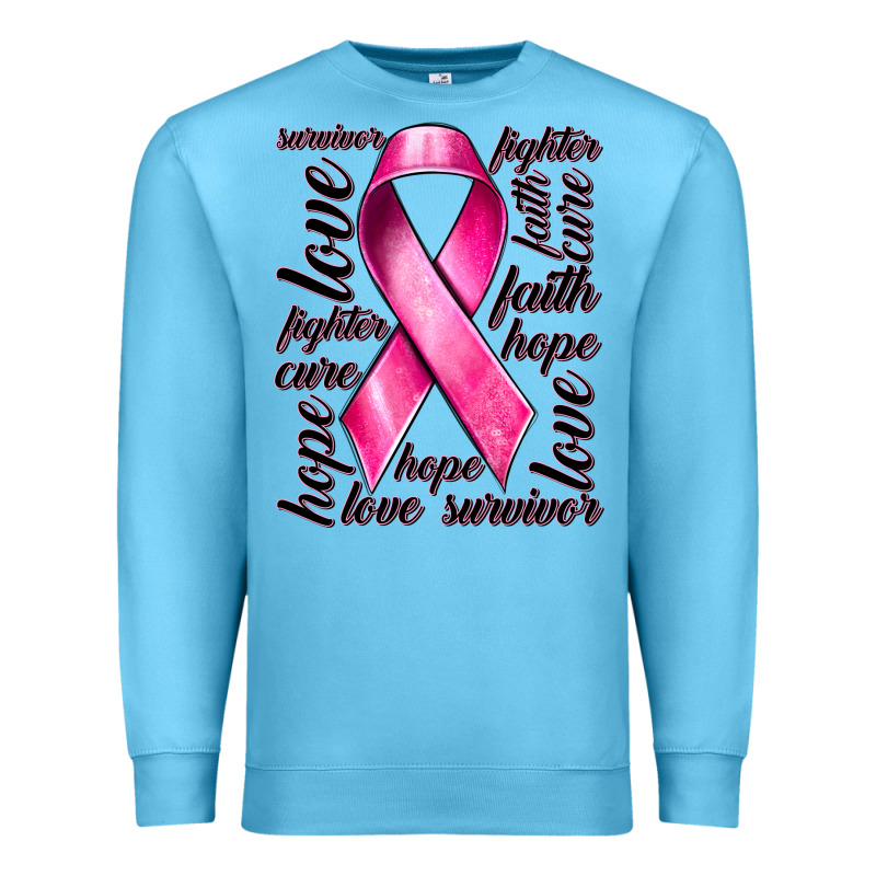 Breast Cancer Ribbon Hope Love Faith Premium Sweatshirt by texasbilliewilder | Teevron