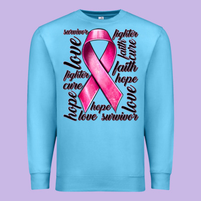Breast Cancer Ribbon Hope Love Faith Premium Sweatshirt Designed By Texasbilliewilder