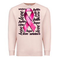 Pale Pink Breast Cancer Ribbon Hope Love Faith Premium Sweatshirt - texasbilliewilder