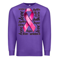 Purple Breast Cancer Ribbon Hope Love Faith Premium Sweatshirt - texasbilliewilder