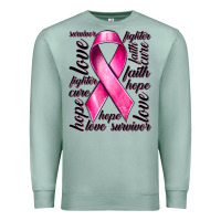 Seafoam Breast Cancer Ribbon Hope Love Faith Premium Sweatshirt - texasbilliewilder