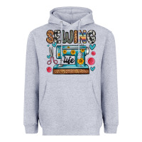 Heather Grey sewing life Heavyweight Hoodie - Zillion Design Studio