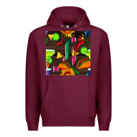 Burgundy margarita and taco seamless pattern Premium Hoodie - BundleAndBundleShop