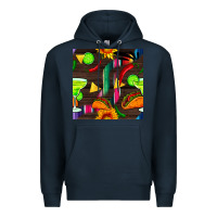 Navy margarita and taco seamless pattern Premium Hoodie - BundleAndBundleShop