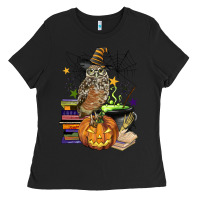 Black halloween owl Ladies Tee - BarkalooDesign