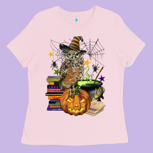 Halloween Owl Ladies Tee Designed By Barkaloodesign