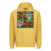 Antique Gold sugar skull seamless pattern Premium Hoodie - BundleAndBundleShop