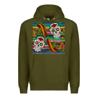 Army Green sugar skull seamless pattern Premium Hoodie - BundleAndBundleShop
