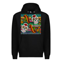 Black sugar skull seamless pattern Premium Hoodie - BundleAndBundleShop