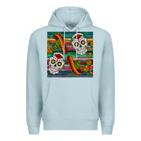 Blue Mist sugar skull seamless pattern Premium Hoodie - BundleAndBundleShop