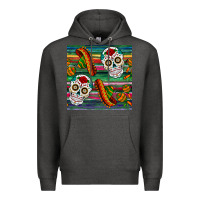 Charcoal Heather sugar skull seamless pattern Premium Hoodie - BundleAndBundleShop