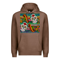 Chestnut sugar skull seamless pattern Premium Hoodie - BundleAndBundleShop