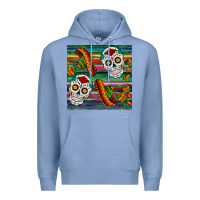 Colony Blue sugar skull seamless pattern Premium Hoodie - BundleAndBundleShop