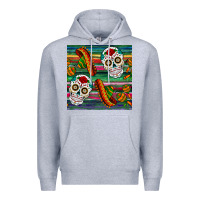 Heather Grey sugar skull seamless pattern Premium Hoodie - BundleAndBundleShop