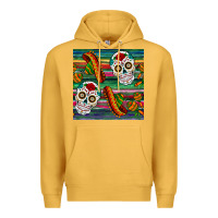 Mustard sugar skull seamless pattern Premium Hoodie - BundleAndBundleShop