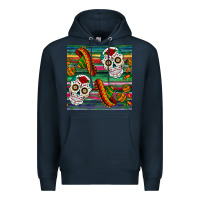 Navy sugar skull seamless pattern Premium Hoodie - BundleAndBundleShop