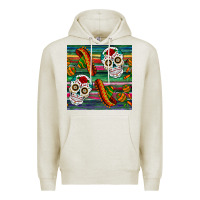 Oatmeal Heather sugar skull seamless pattern Premium Hoodie - BundleAndBundleShop