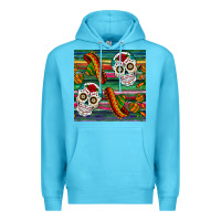 Ocean Blue sugar skull seamless pattern Premium Hoodie - BundleAndBundleShop