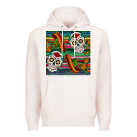 Pale Pink sugar skull seamless pattern Premium Hoodie - BundleAndBundleShop