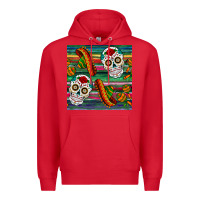 Red sugar skull seamless pattern Premium Hoodie - BundleAndBundleShop