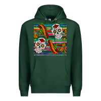 Sports Green sugar skull seamless pattern Premium Hoodie - BundleAndBundleShop