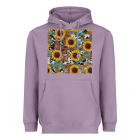 Lavender western sunflowers turquoise cowhide seamless background Heavyweight Hoodie - RanaPortraitStore