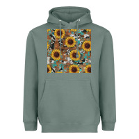 Sage western sunflowers turquoise cowhide seamless background Heavyweight Hoodie - RanaPortraitStore