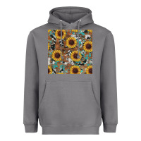Storm western sunflowers turquoise cowhide seamless background Heavyweight Hoodie - RanaPortraitStore