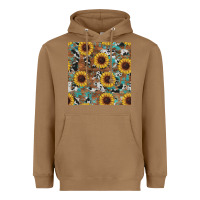Toasted Coconut western sunflowers turquoise cowhide seamless background Heavyweight Hoodie - RanaPortraitStore