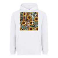 White western sunflowers turquoise cowhide seamless background Heavyweight Hoodie - RanaPortraitStore