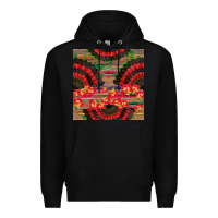 Black spanish hand fan seamless pattern Premium Hoodie - BundleAndBundleShop