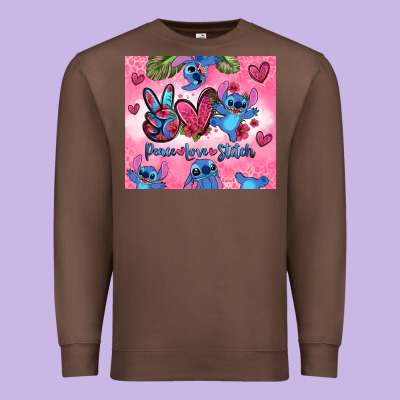 Peace Love Stitch Premium Sweatshirt Designed By Zillion Design Studio