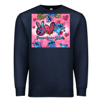 Navy peace love stitch Premium Sweatshirt - Zillion Design Studio