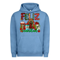 Pigment Pebble Blue feliz navidad lady of Guadalupe christmas coffee Urban Hoodie - Jasminsmagicworld