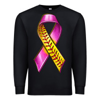 Black Breast Cancer Ribbon Softball Premium Sweatshirt - texasbilliewilder