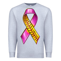 Heather Grey Breast Cancer Ribbon Softball Premium Sweatshirt - texasbilliewilder