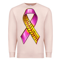 Pale Pink Breast Cancer Ribbon Softball Premium Sweatshirt - texasbilliewilder